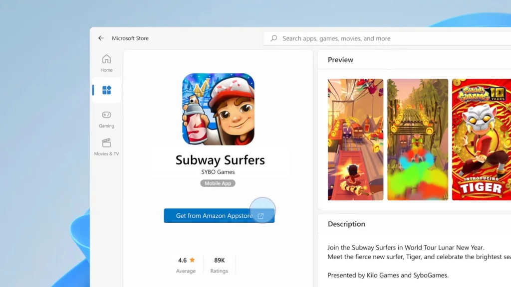 Microsoft Store Link To DownLoad Subway Surfers From Amazon Appstore