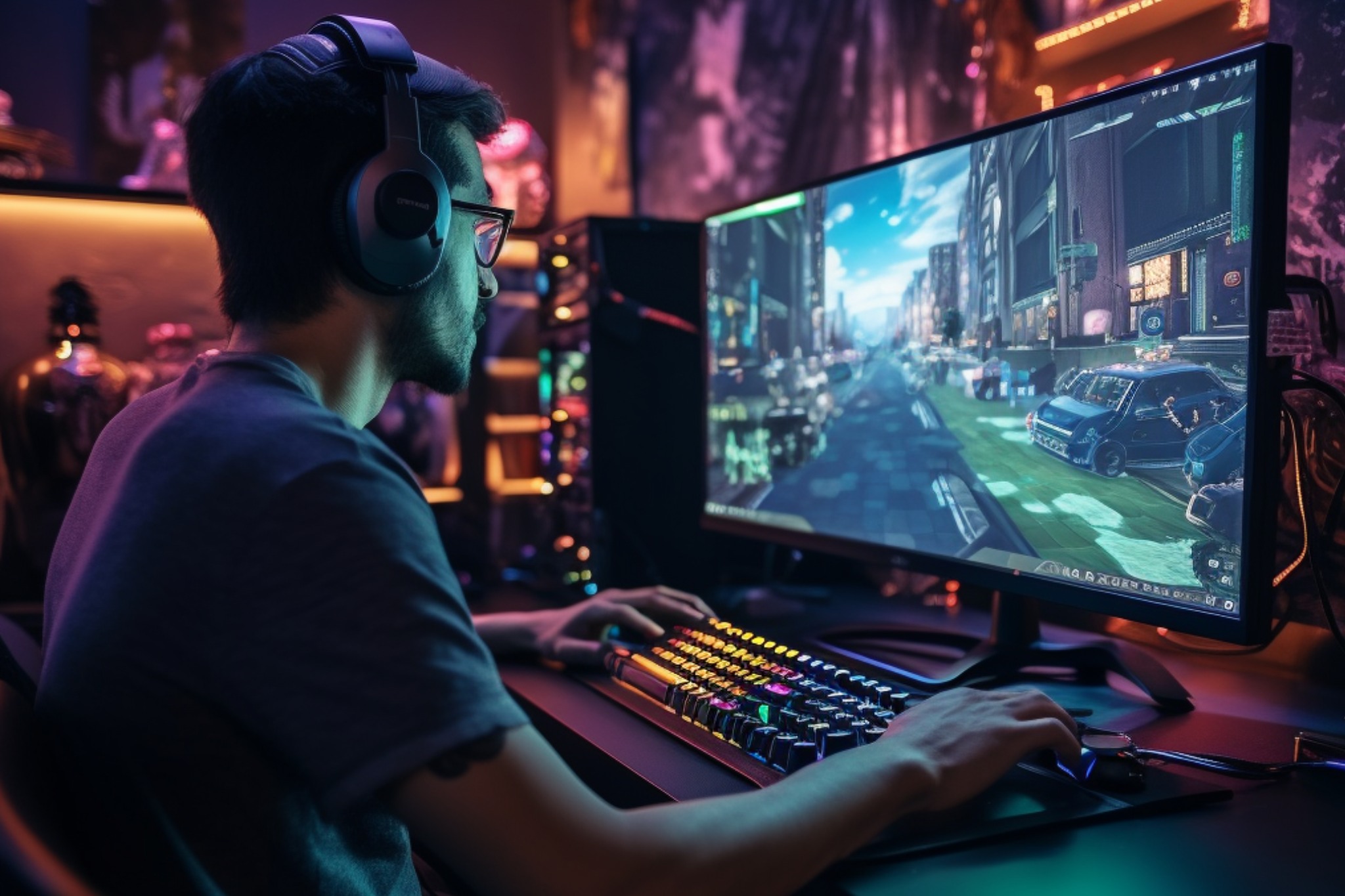 Image of a person gaming in PC