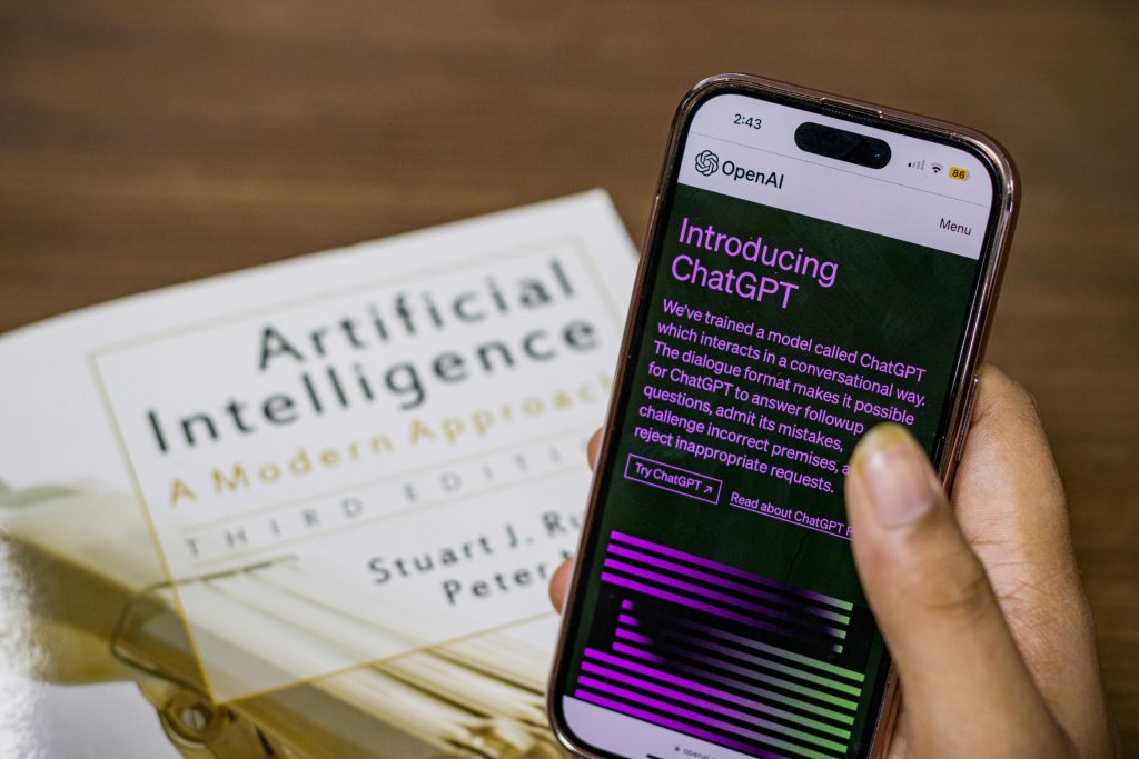 A picture of a someone using ChatGPT which is also an effective AI assistant.

