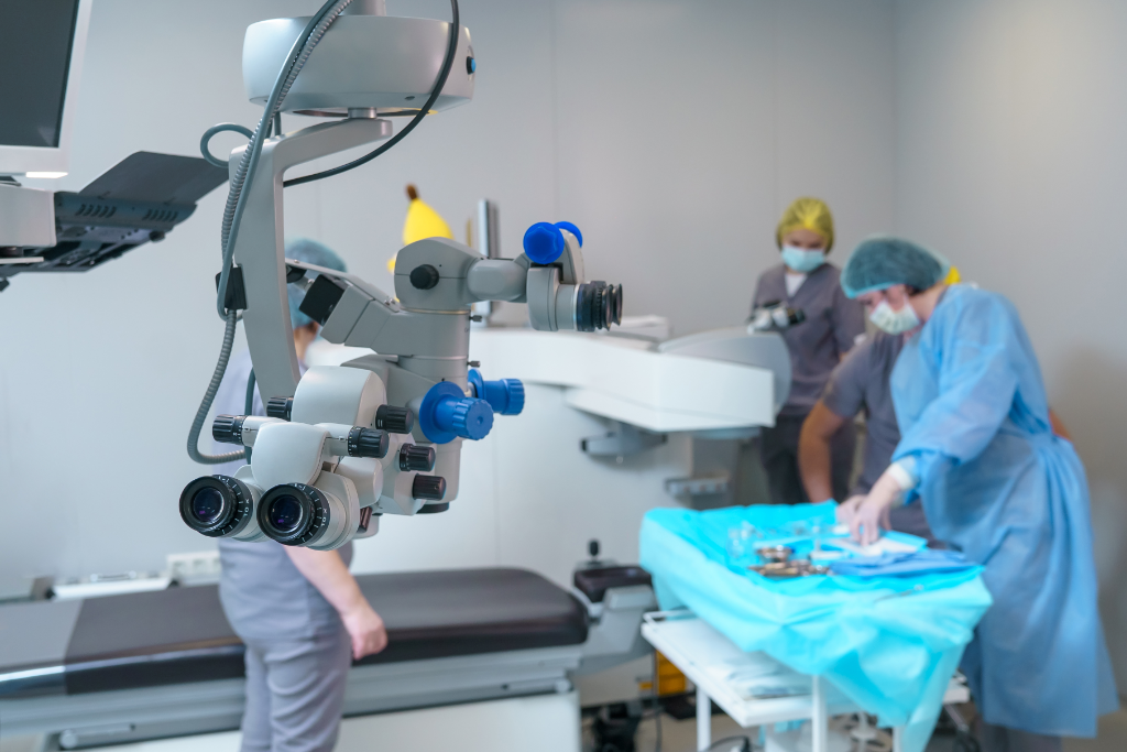 Image of a surgical robot at work